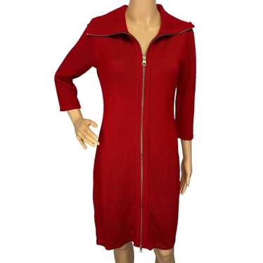 Calvin Klein Vintage Zip Front Sweater Dress Red S