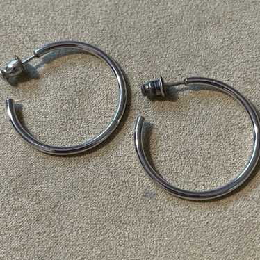 Vintage 1” Monet Silver Tone hoop earrings