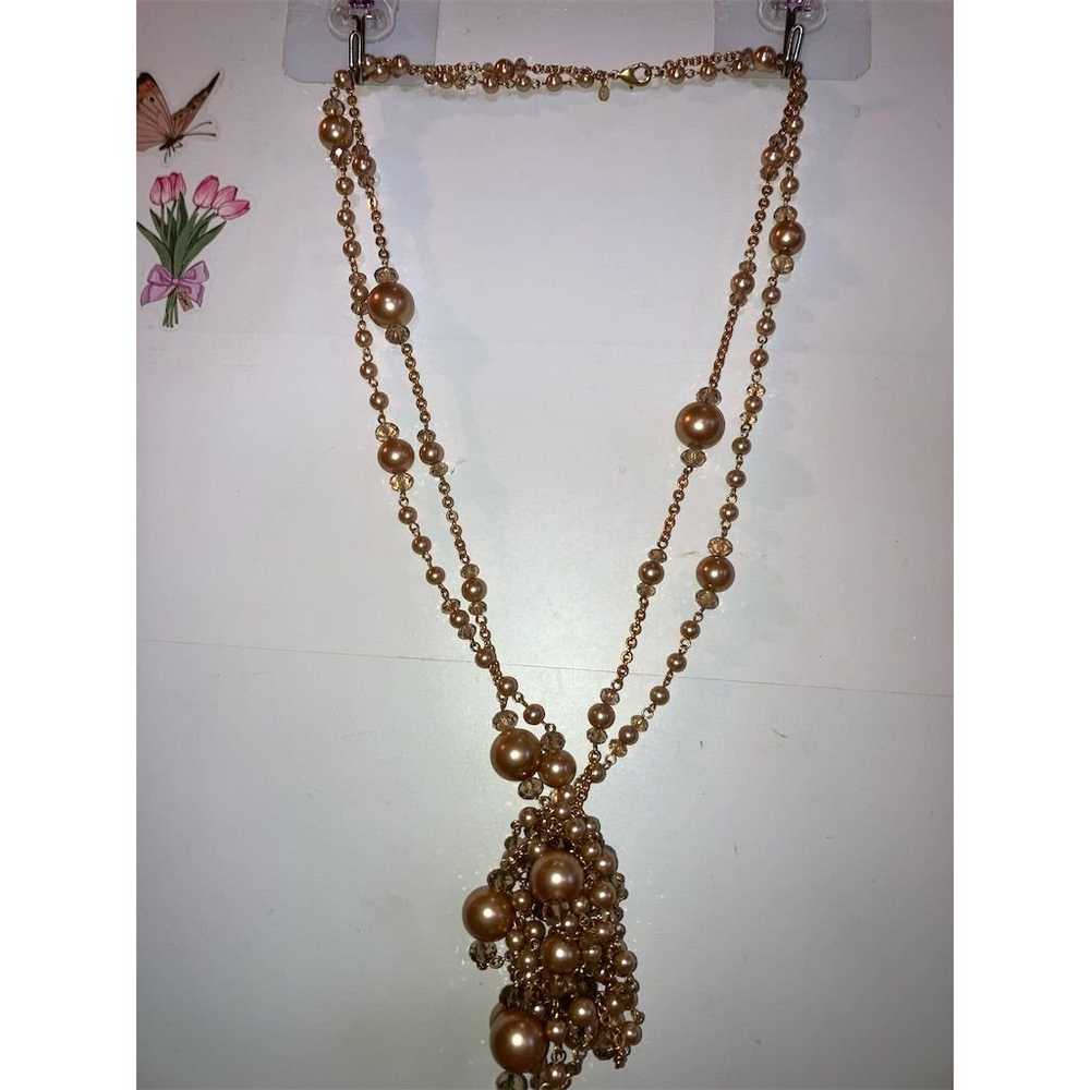 Premier Design Gold-Tone pearl & faceted crystal … - image 4