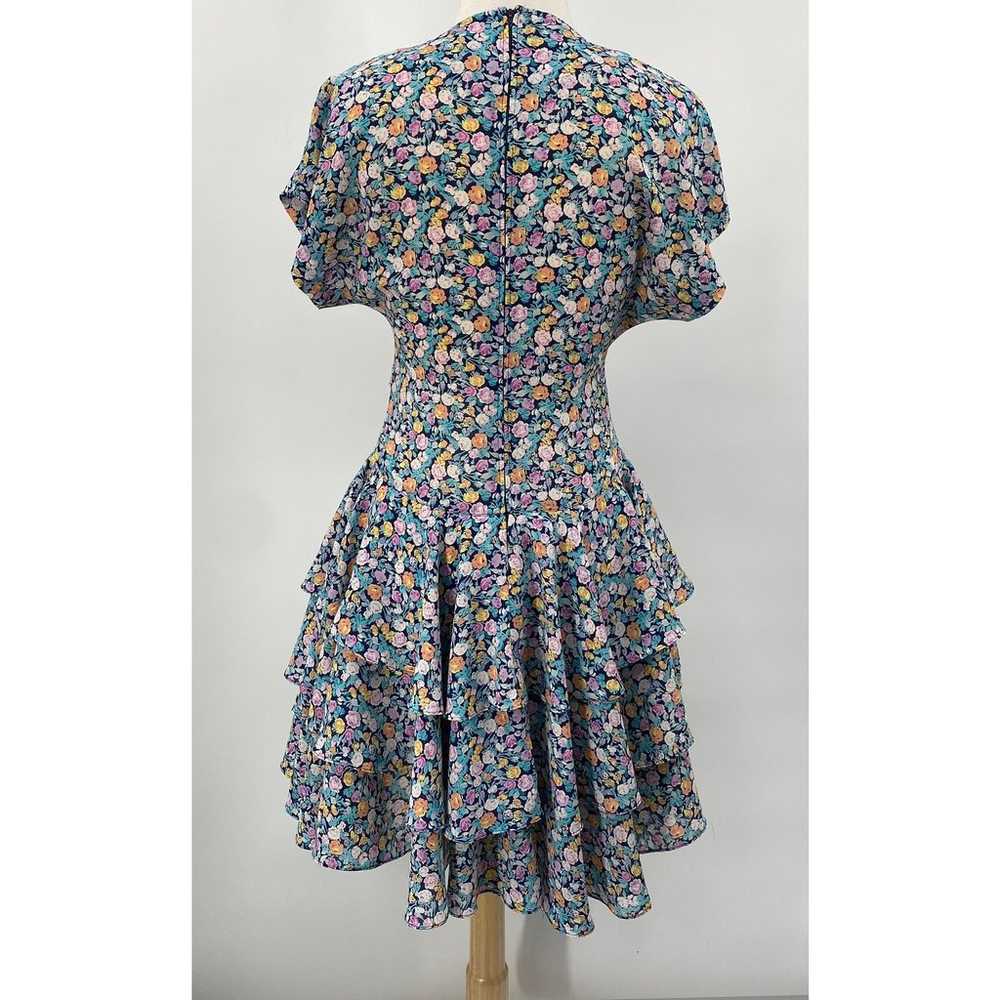 Vintage 80s Fit & Flare Floral Print Dress Ruffle… - image 6