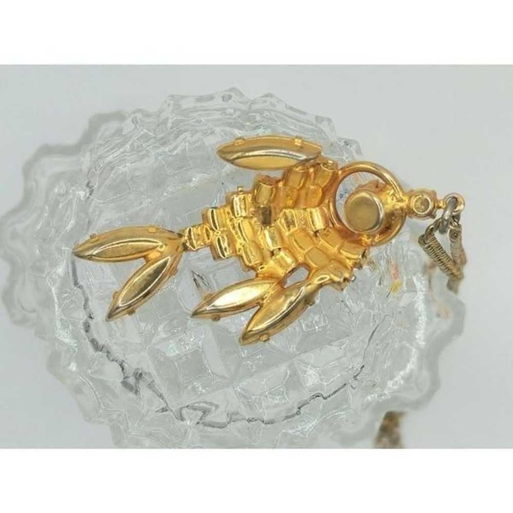 Vintage Gold purple rhinestone Juliana fish penda… - image 9