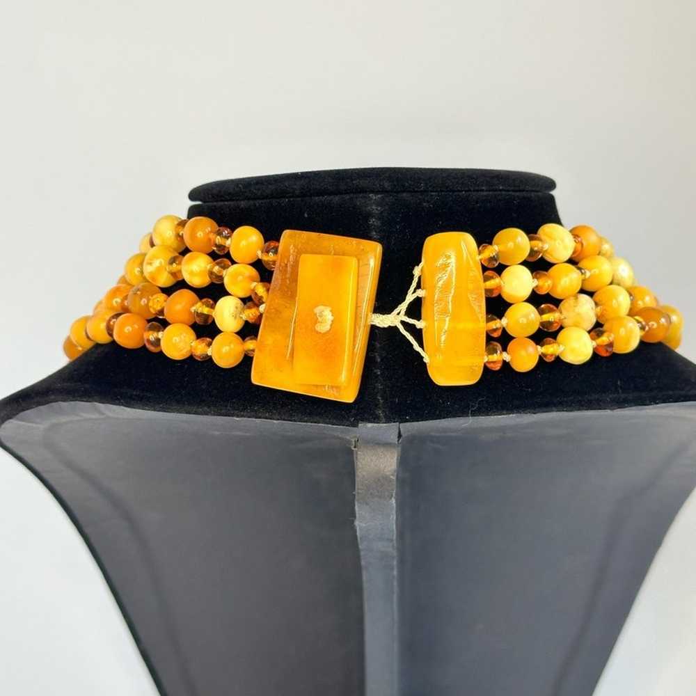 Vintage Y2K Multi Strand Amber Beaded Necklace In… - image 3