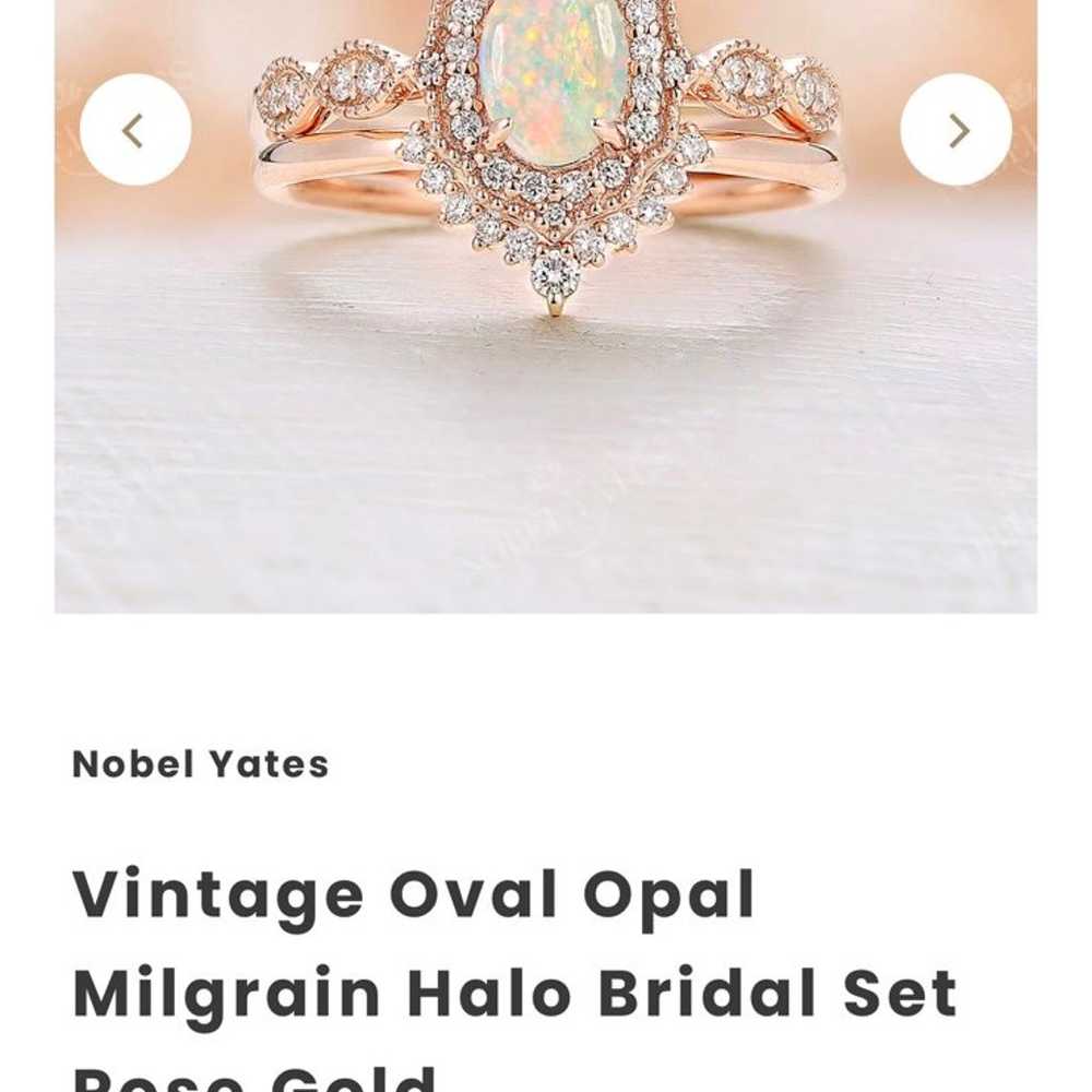 Nobel Yates opal vintage halo bridal set size 8 - image 4