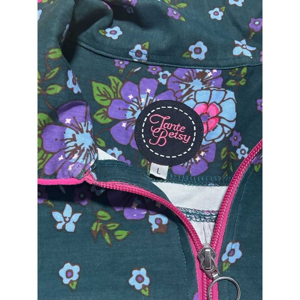 Tante Betsy Green/Purple/Fuchsia Floral Print Lon… - image 8