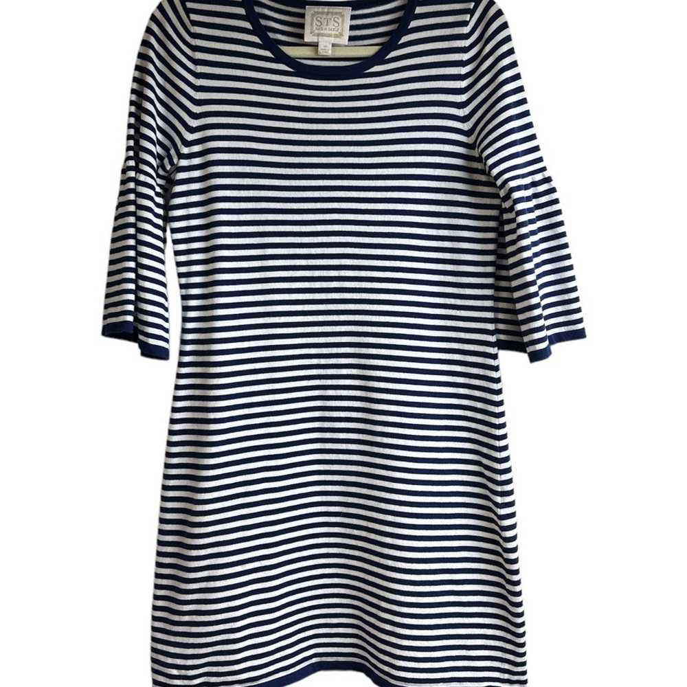 Sail to Sable Navy Blue White Striped Bell Sleeve… - image 3