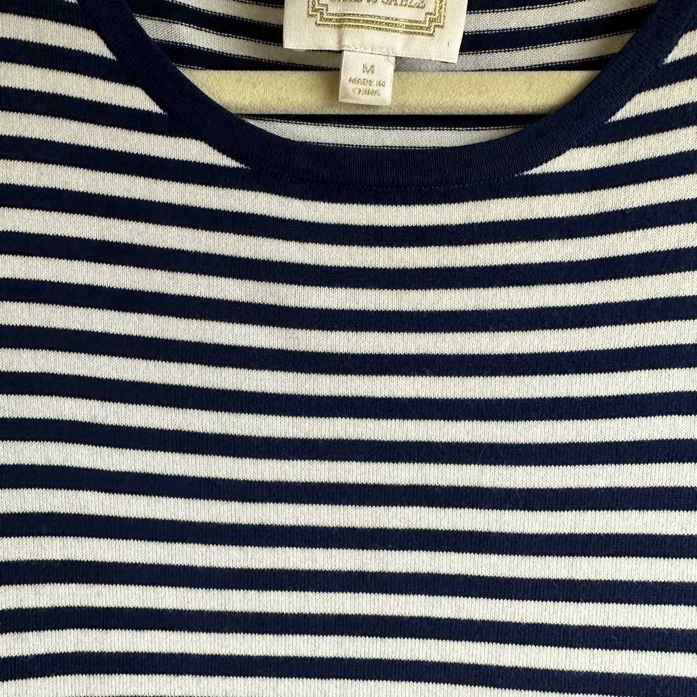 Sail to Sable Navy Blue White Striped Bell Sleeve… - image 5