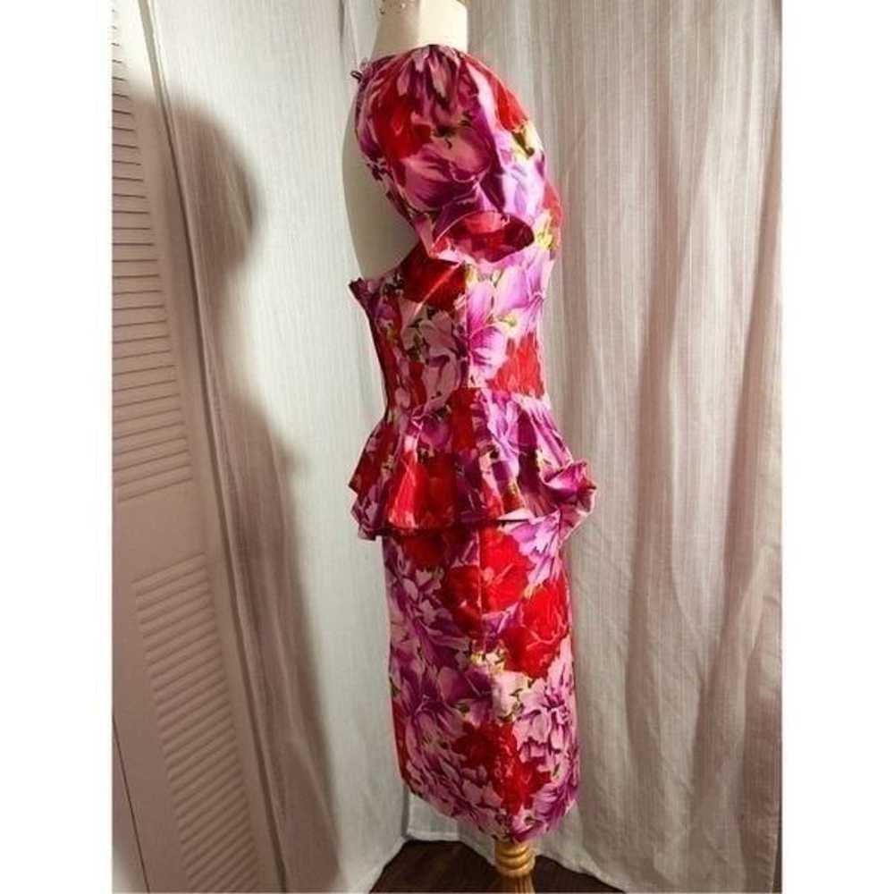 Vintage Bold Floral Form-Fitting Midi Dress - Siz… - image 5