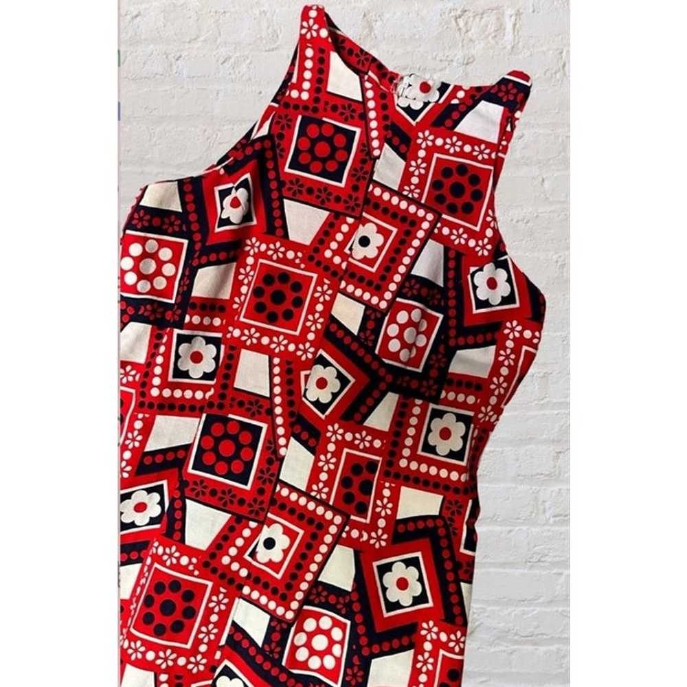 Vintage 60s Flower Power Red White Blue Mini Go G… - image 2