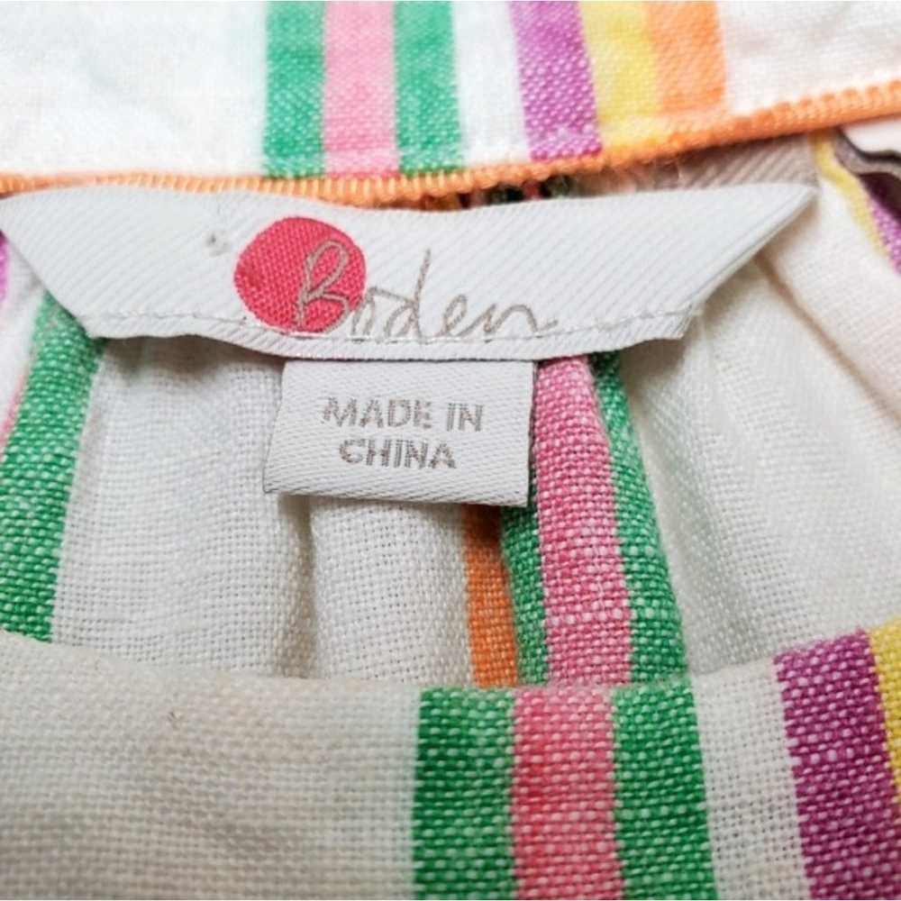 BODEN Katie White Multi-Color Stripes Linen Dress… - image 6