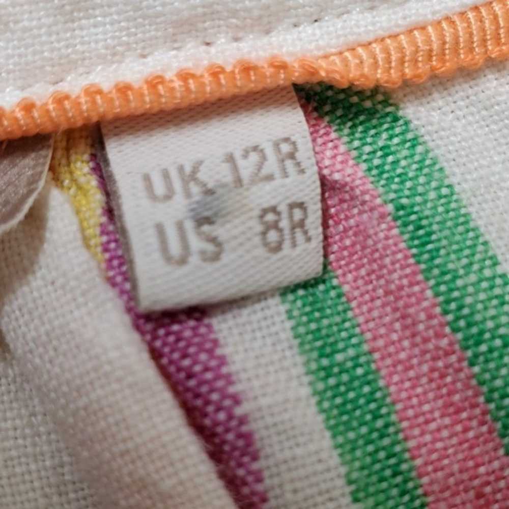 BODEN Katie White Multi-Color Stripes Linen Dress… - image 7