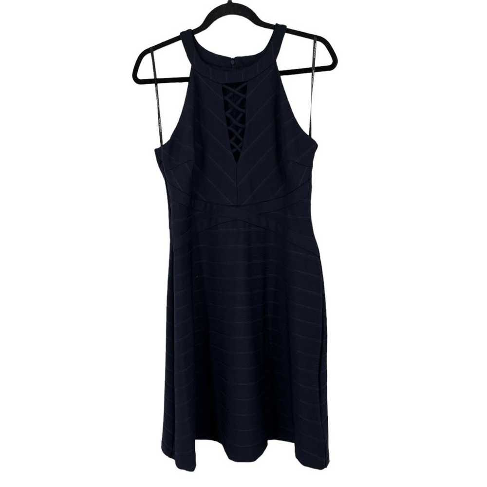 Guess Dress striped lace up sleeveless skater nav… - image 1