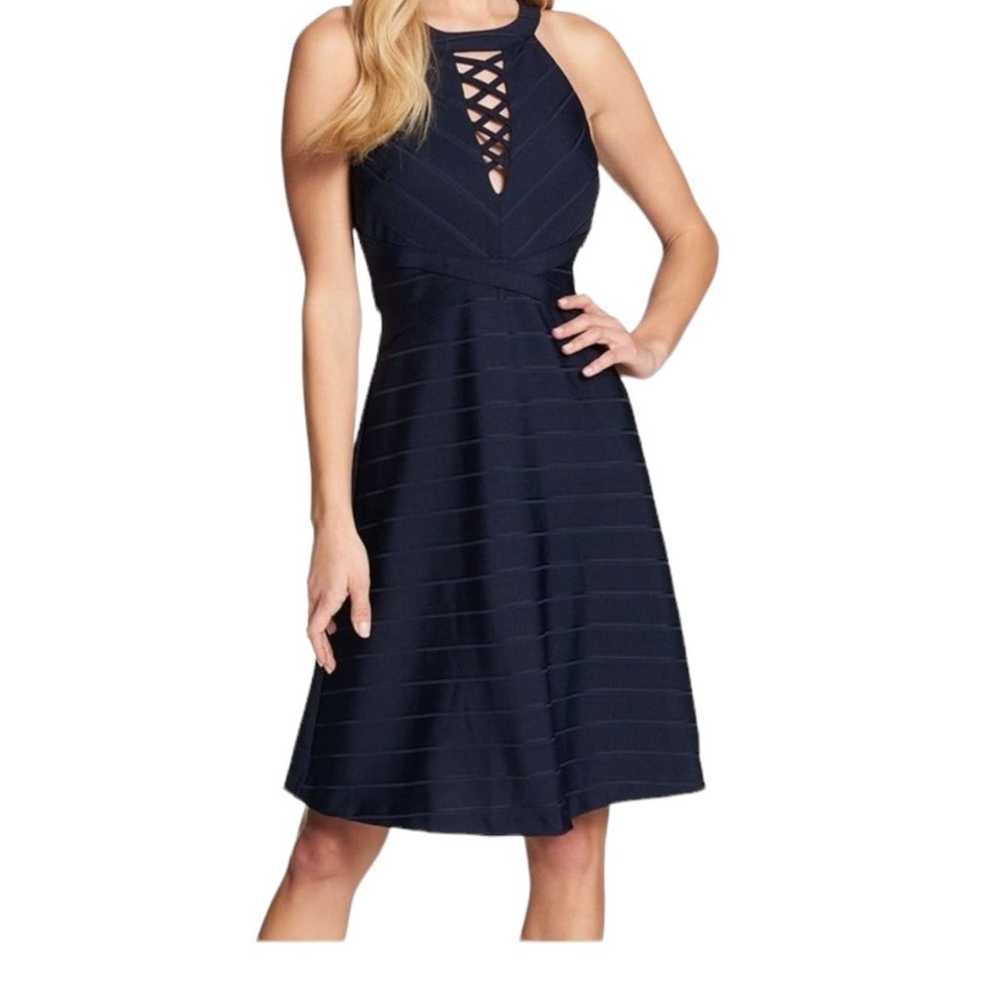 Guess Dress striped lace up sleeveless skater nav… - image 8