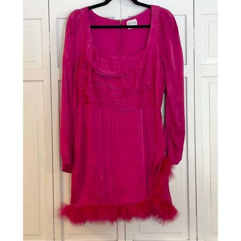 Saylor Revolve Brielle pink fuschia satin feather… - image 11