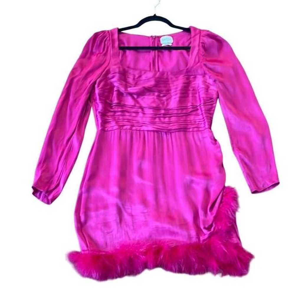 Saylor Revolve Brielle pink fuschia satin feather… - image 3