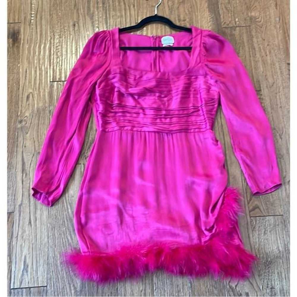 Saylor Revolve Brielle pink fuschia satin feather… - image 4