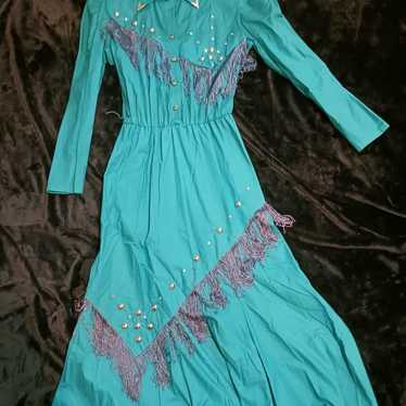 Lilia Smitty Dress Blue Turquoise Fringe Western … - image 1