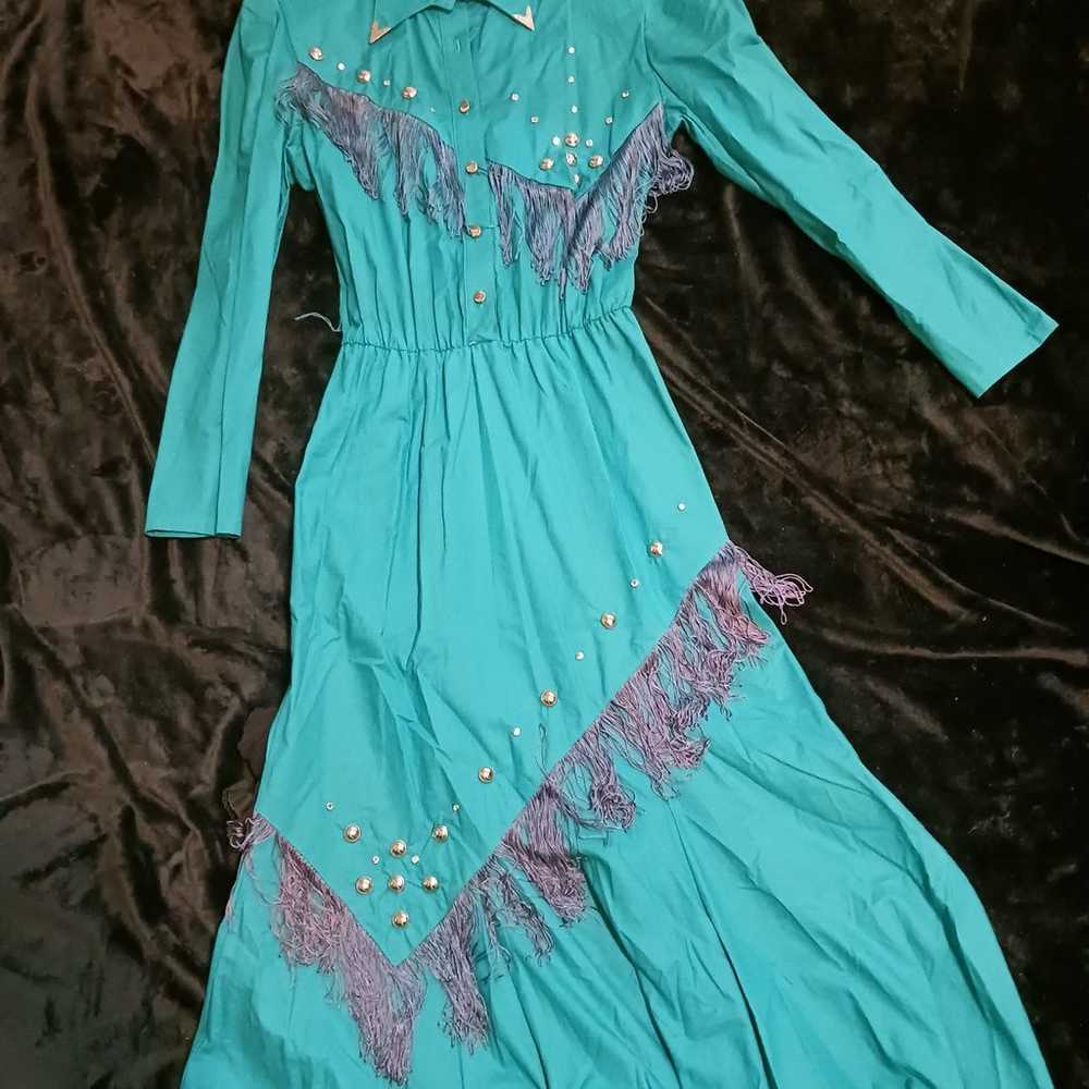 Lilia Smitty Dress Blue Turquoise Fringe Western … - image 3