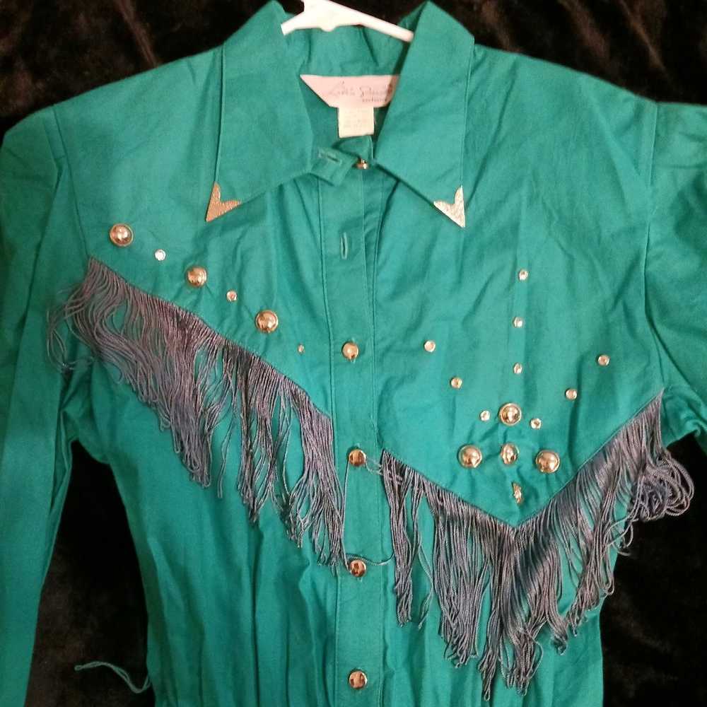 Lilia Smitty Dress Blue Turquoise Fringe Western … - image 4