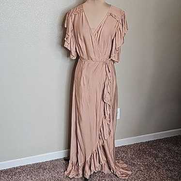 Bali Elf Large Carmen Wrap Maxi Dress Tan Neutral 