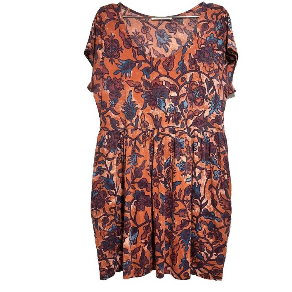 Peruvian Connection Womens A-Line Dress Orange/Br… - image 1