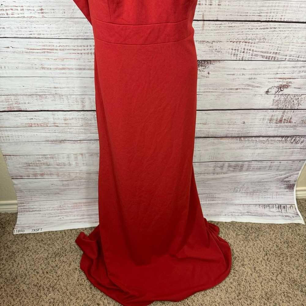 Azazie bridesmaid Red Rinna crepe flowy one shoul… - image 5