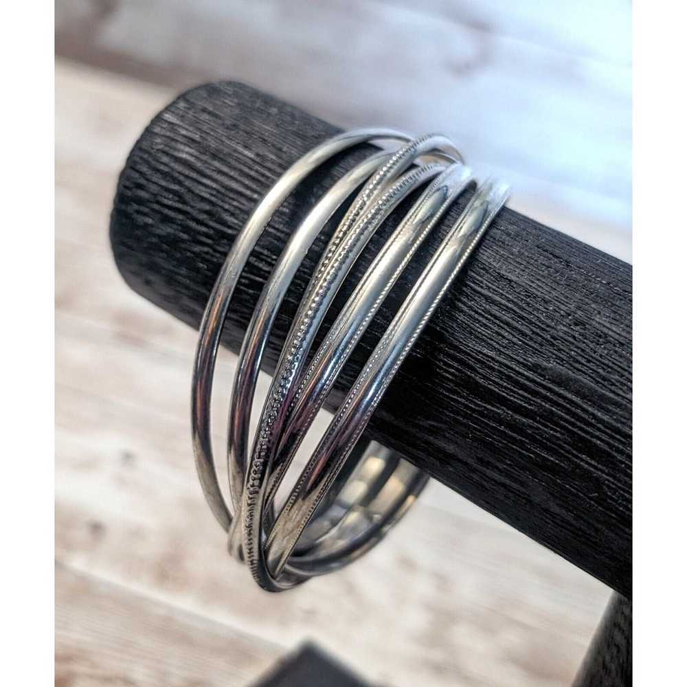 Vintage Bracelet / Bangle - Interlocking Silver T… - image 1