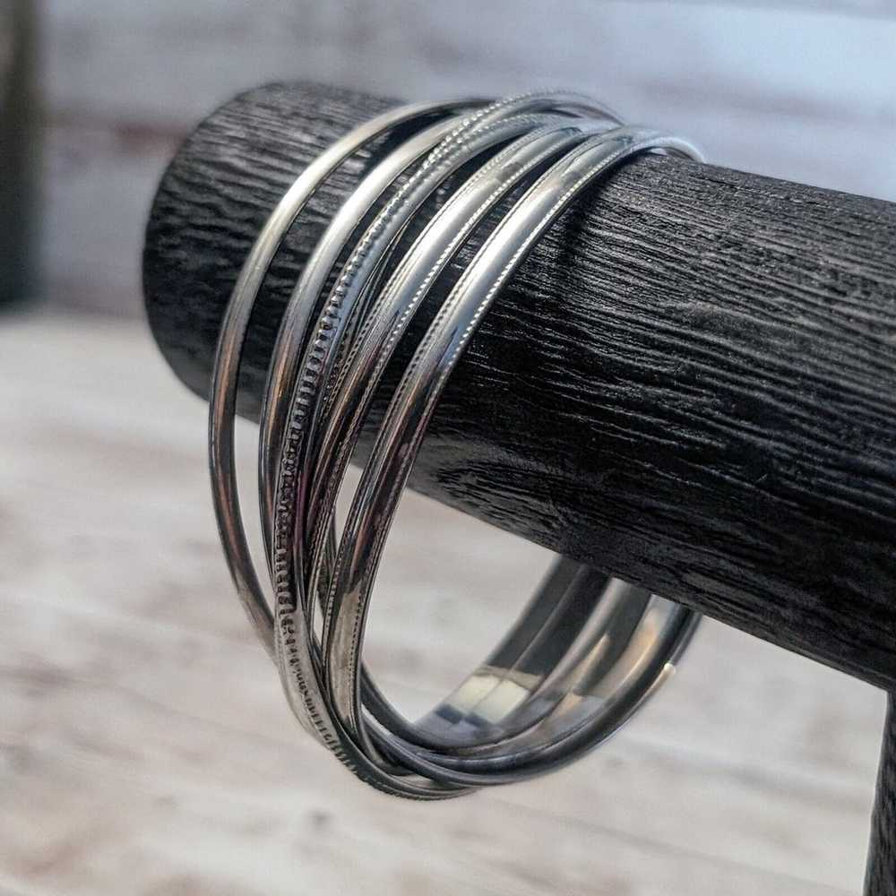 Vintage Bracelet / Bangle - Interlocking Silver T… - image 2