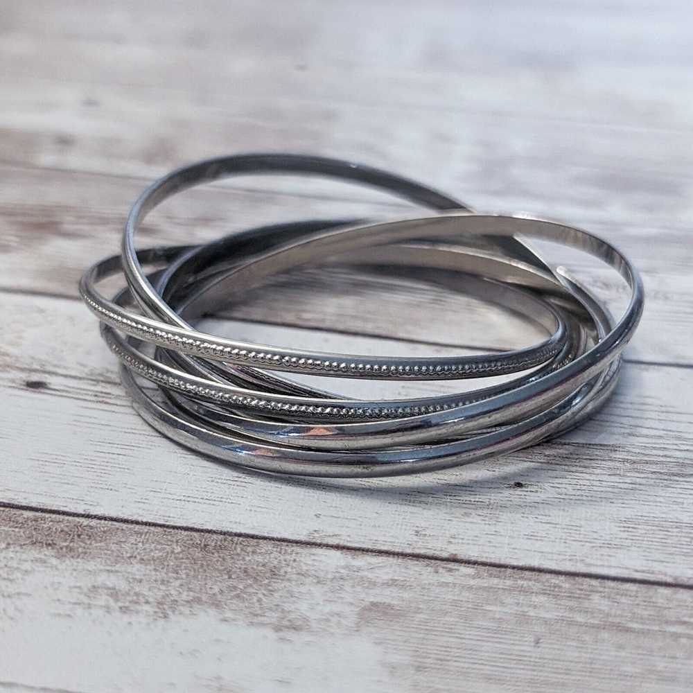 Vintage Bracelet / Bangle - Interlocking Silver T… - image 3