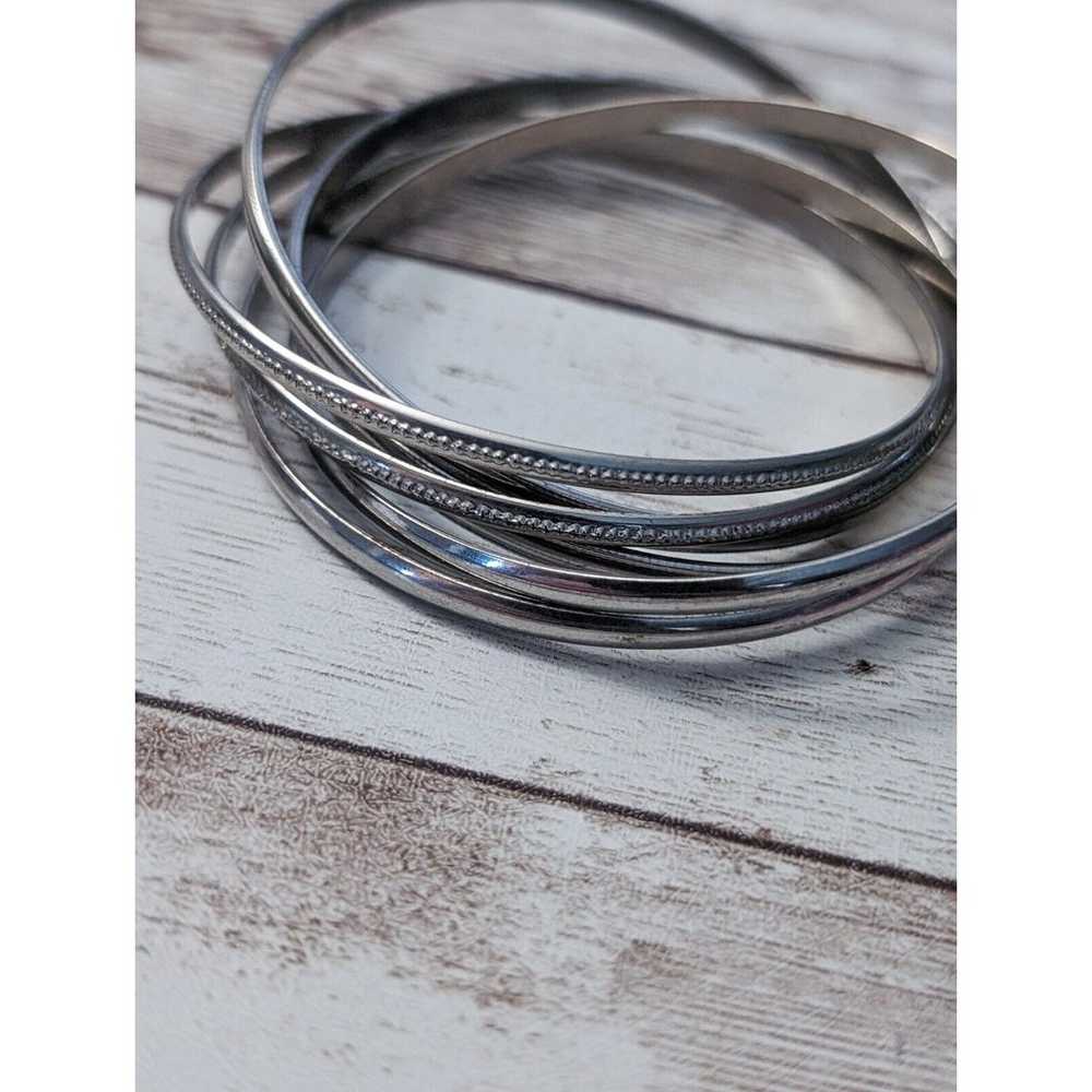 Vintage Bracelet / Bangle - Interlocking Silver T… - image 4