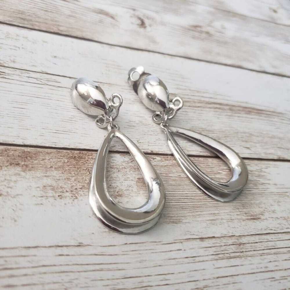 Vintage Clip On Earrings - Very Unusual Silver To… - image 2