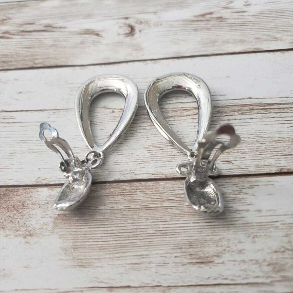 Vintage Clip On Earrings - Very Unusual Silver To… - image 4