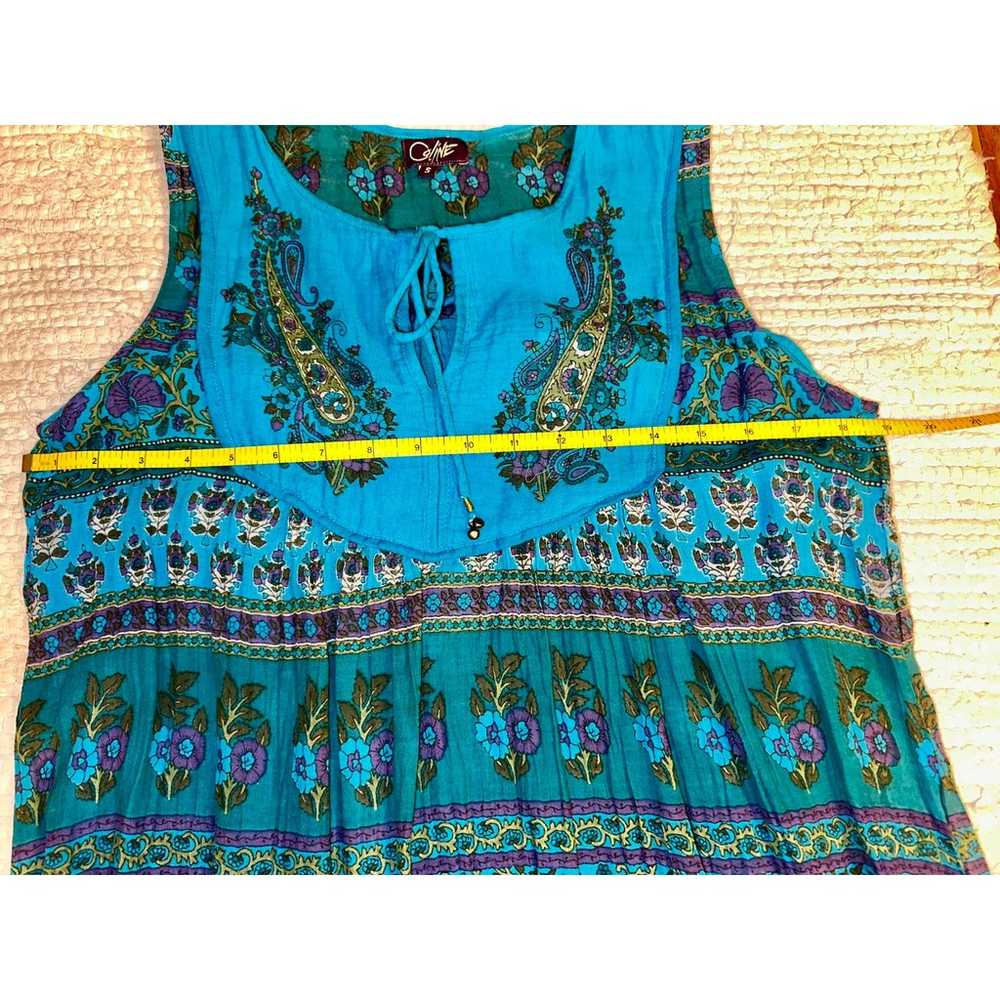 NWOT TURQUOISE SLEEVELESS BLOCK PRINT HIPPIE BOHO… - image 4