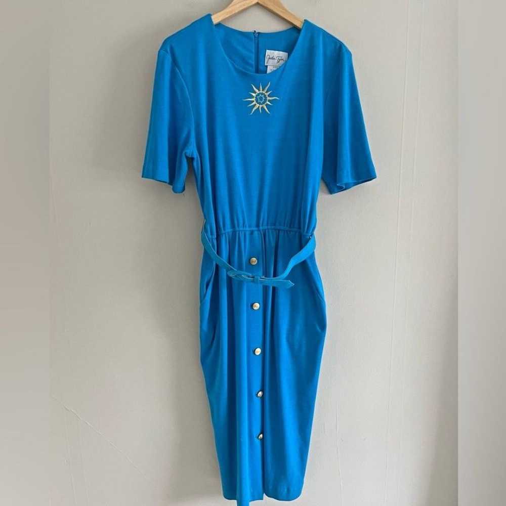 VINTAGE 80’s Justin Tylor blue sun embroidered bo… - image 2