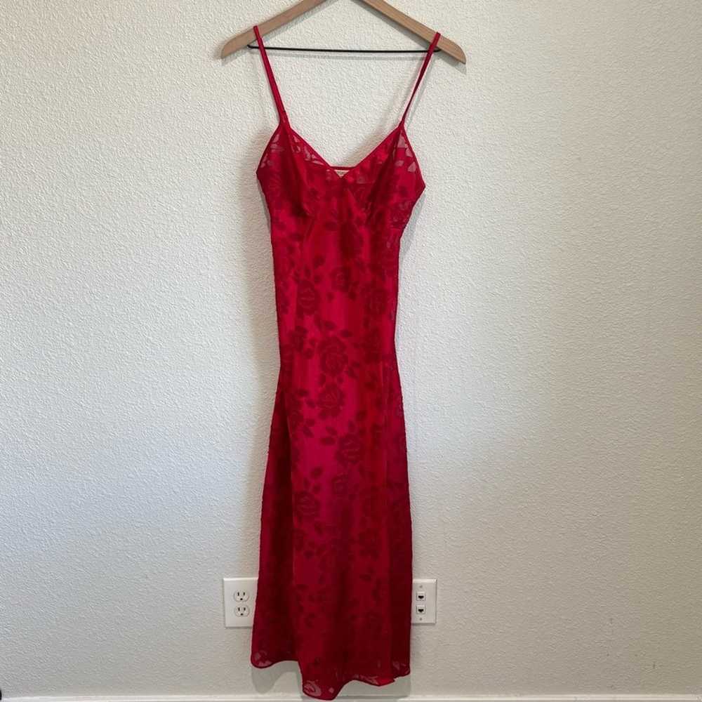 VTG Victoria Secret Maxi Slip Dress Small Red She… - image 1