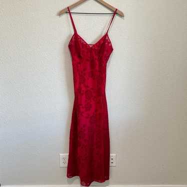 VTG Victoria Secret Maxi Slip Dress Small Red Shee