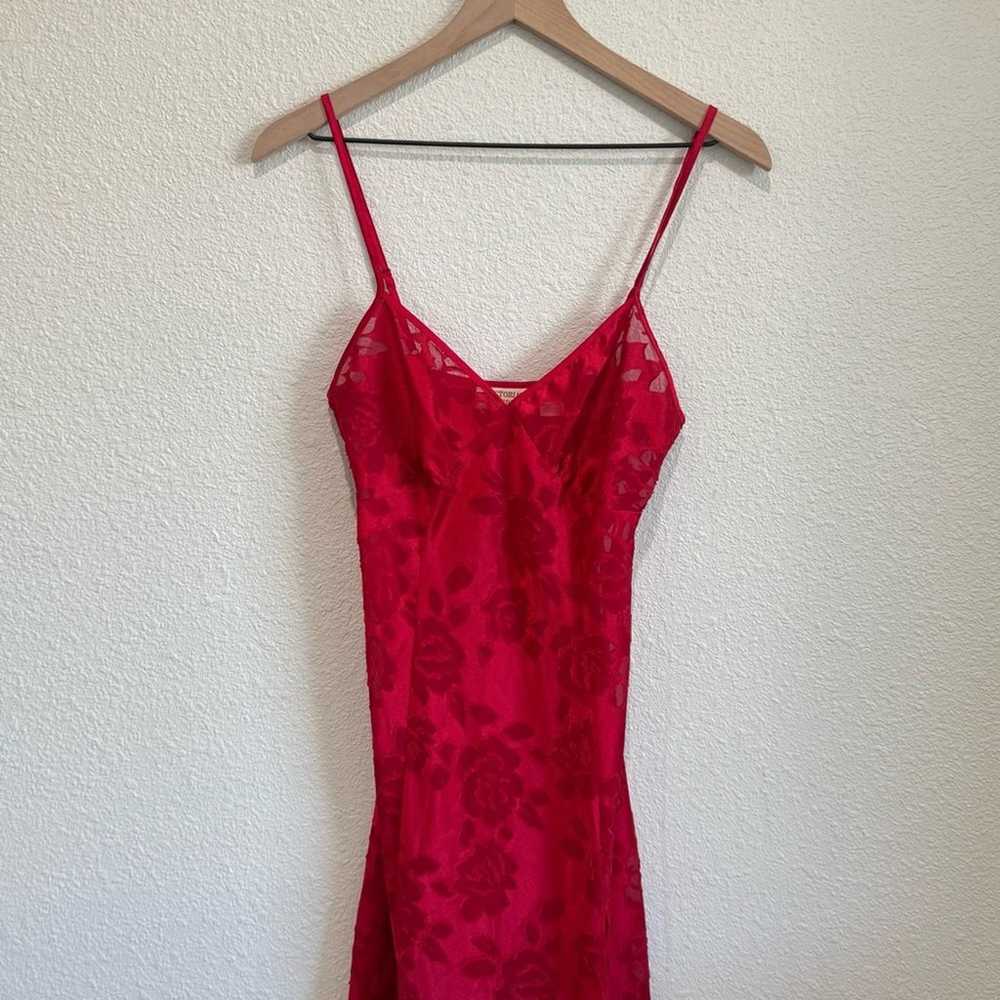 VTG Victoria Secret Maxi Slip Dress Small Red She… - image 2