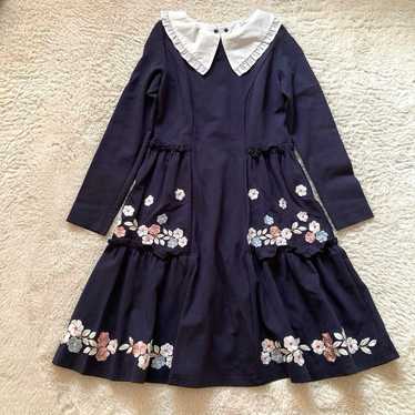 【Chesty】 Knee-Length Dress with Floral Embroidery… - image 1