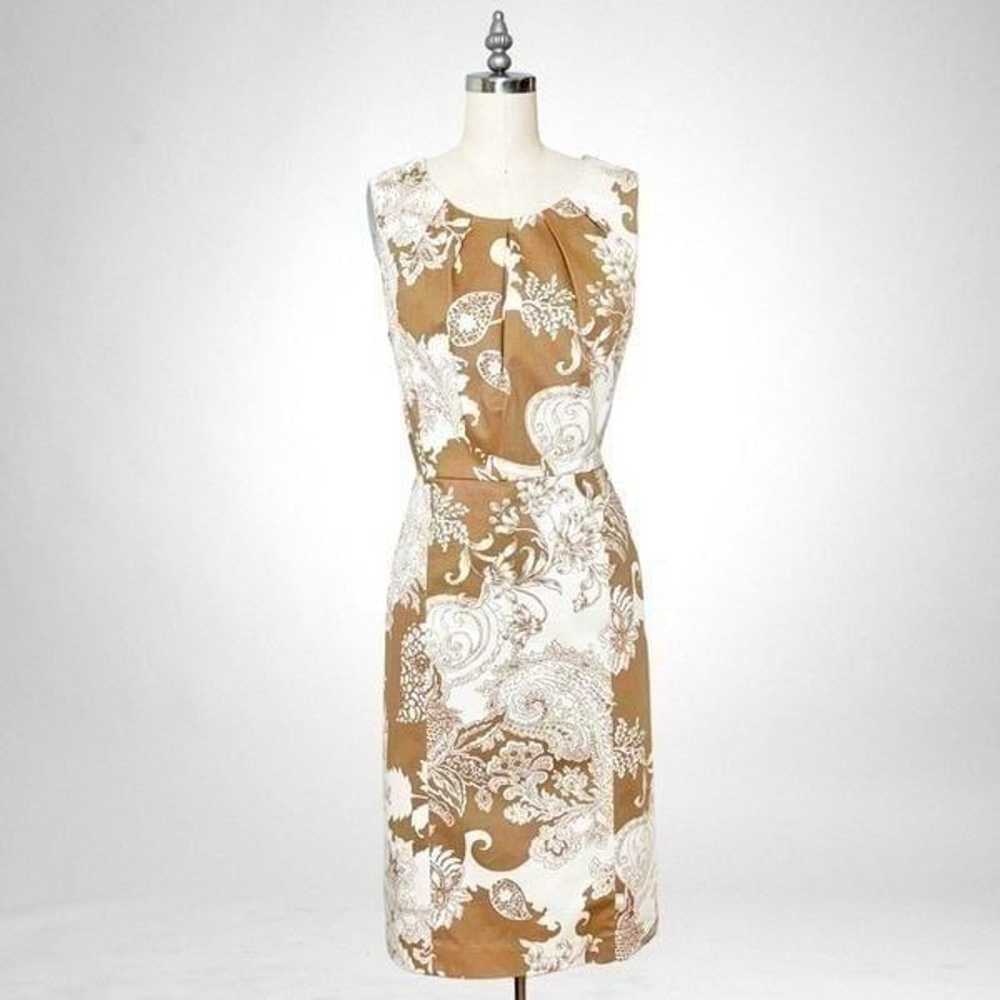 Talbots Paisley Floral Sheath Dress Tan & Cream P… - image 1