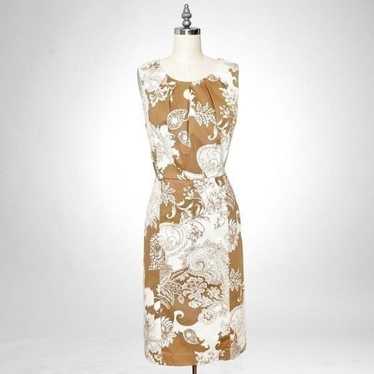 Talbots Paisley Floral Sheath Dress Tan & Cream P… - image 1