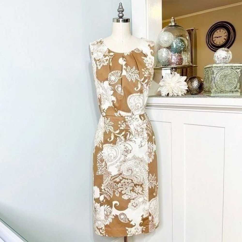 Talbots Paisley Floral Sheath Dress Tan & Cream P… - image 2