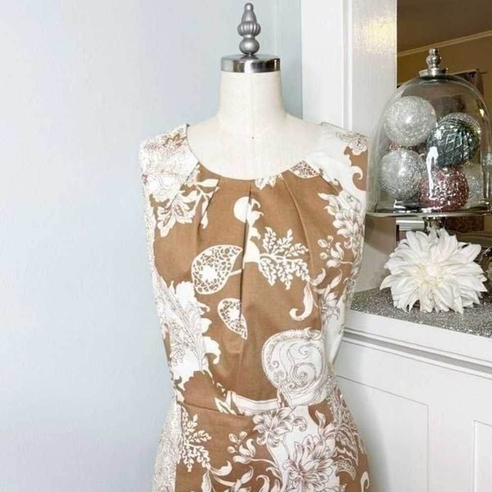 Talbots Paisley Floral Sheath Dress Tan & Cream P… - image 3