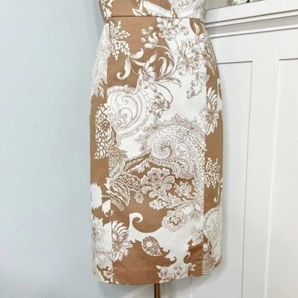 Talbots Paisley Floral Sheath Dress Tan & Cream P… - image 4