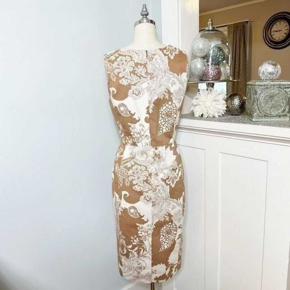 Talbots Paisley Floral Sheath Dress Tan & Cream P… - image 5