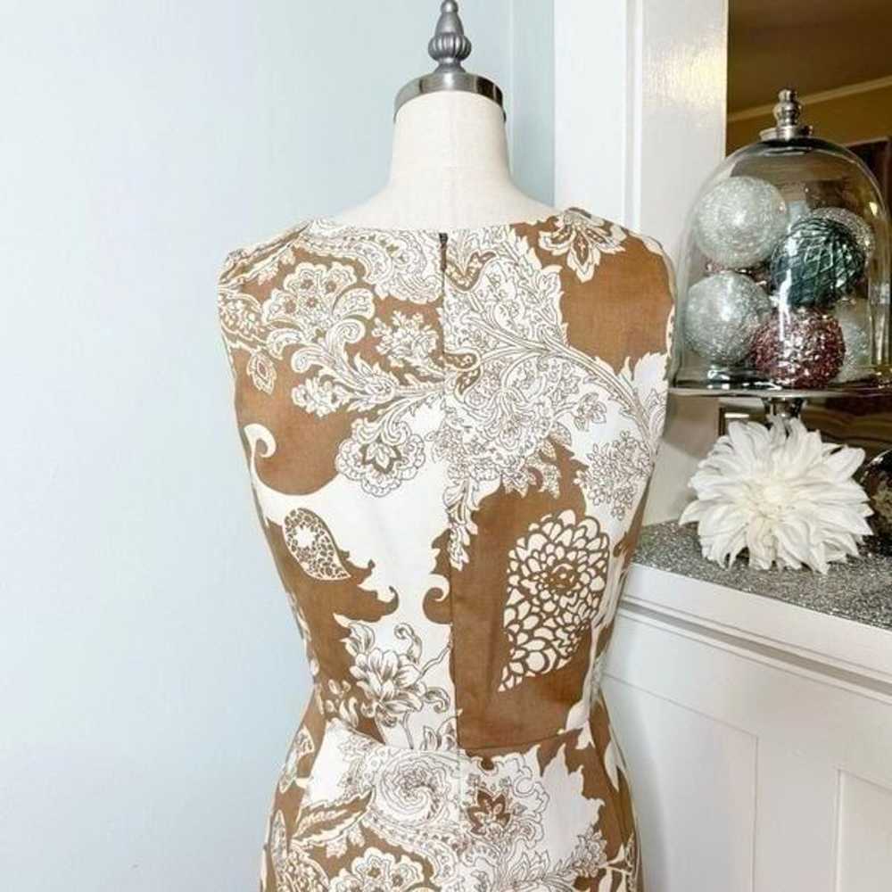 Talbots Paisley Floral Sheath Dress Tan & Cream P… - image 6