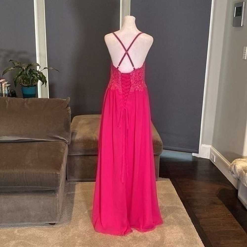 Women’s Pink Full Length Prom Party Dress Lace Ap… - image 6