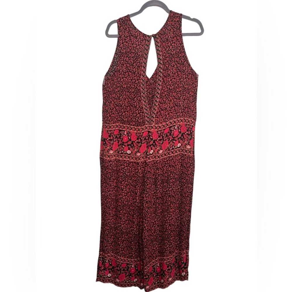 Free People Boho Red Black Floral Crop Jumpsuit S… - image 3