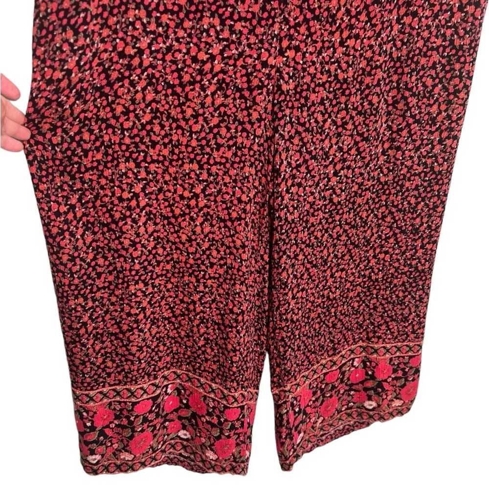 Free People Boho Red Black Floral Crop Jumpsuit S… - image 5