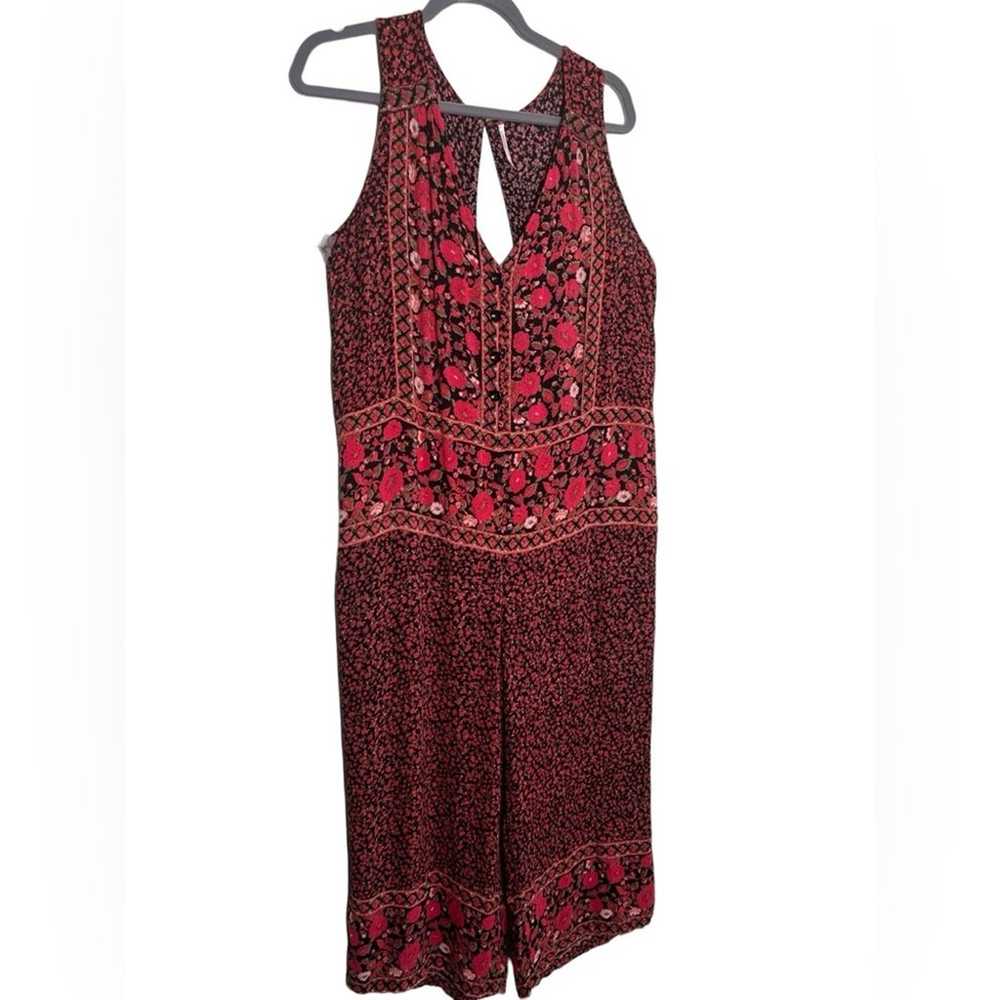 Free People Boho Red Black Floral Crop Jumpsuit S… - image 6