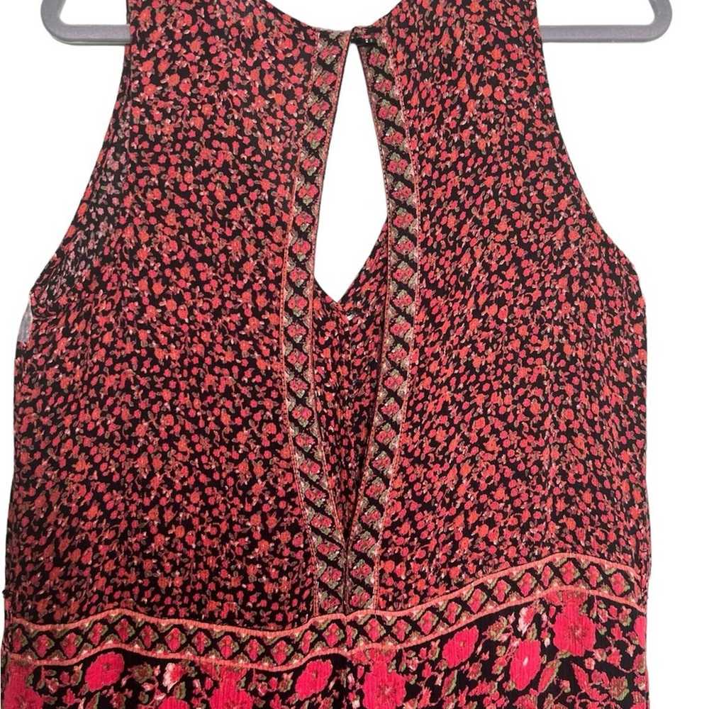 Free People Boho Red Black Floral Crop Jumpsuit S… - image 7