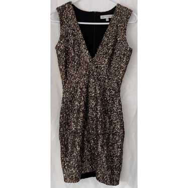 Dress the Population Gold Sequin V-Neck Stretch Sh